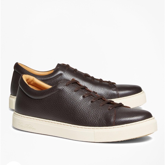 Brooks Brothers Peeble Leather Sneakers size 13 men's brown NEW